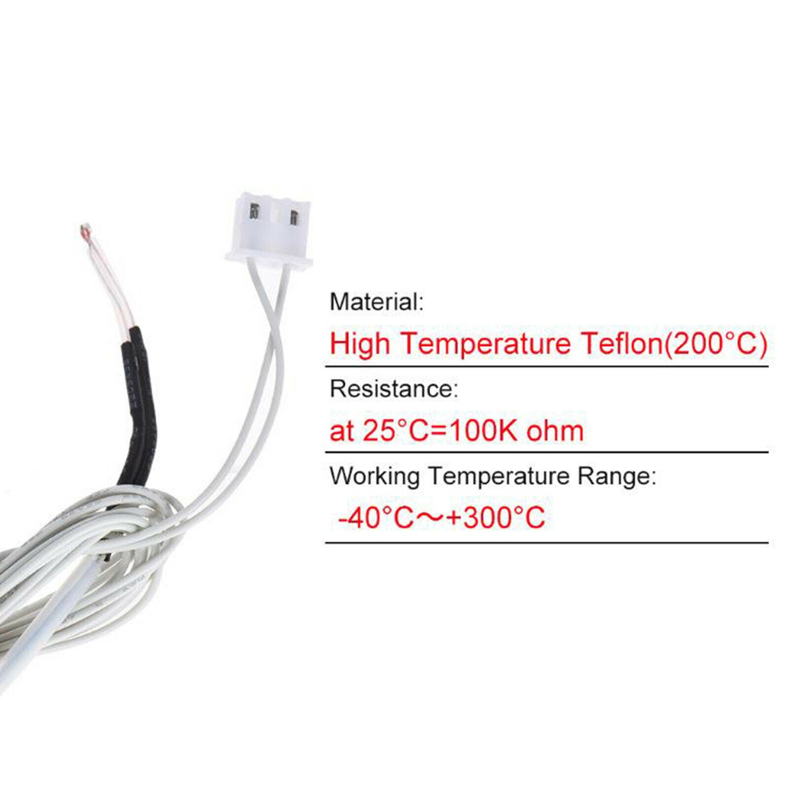 5 pcs NTC Thermistor Temp Sensor 100K for Ender 3 Pro 5 CR-10 CR-10S Hot End