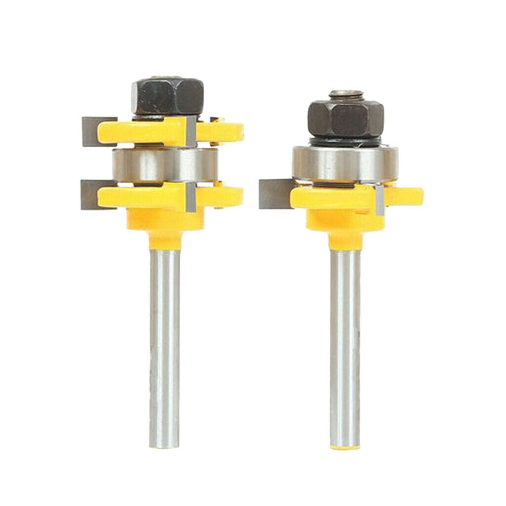 2Pieces Tongue&Groove Router Bit Set T- Slot 1/4" Shank For Woodworking Tool
