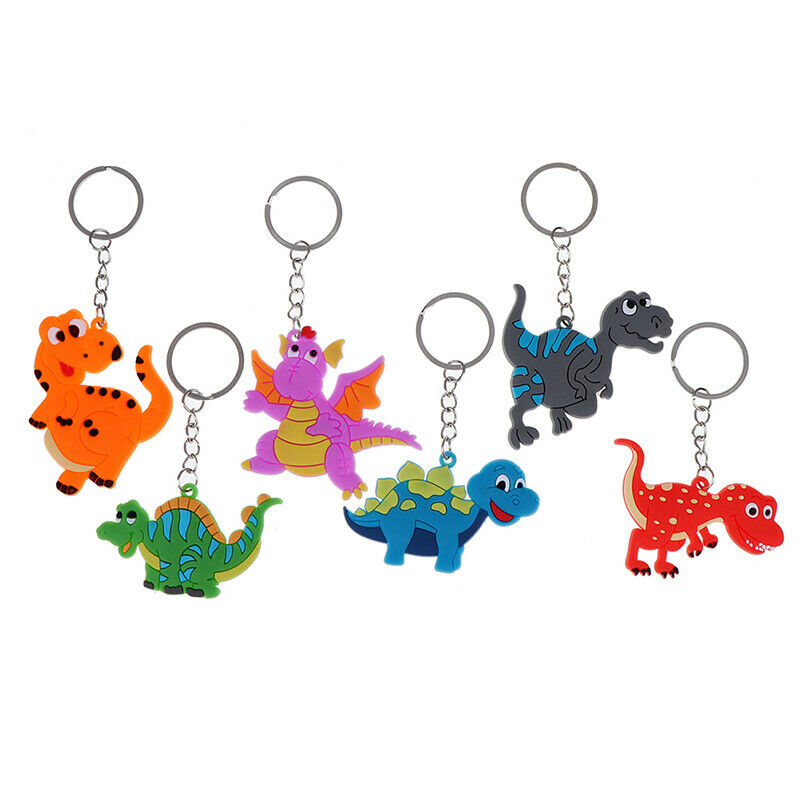 6pcs Cartoon Dinosaur Keychain Pendant Keyring Dinosaur Party Decor Kids .l8