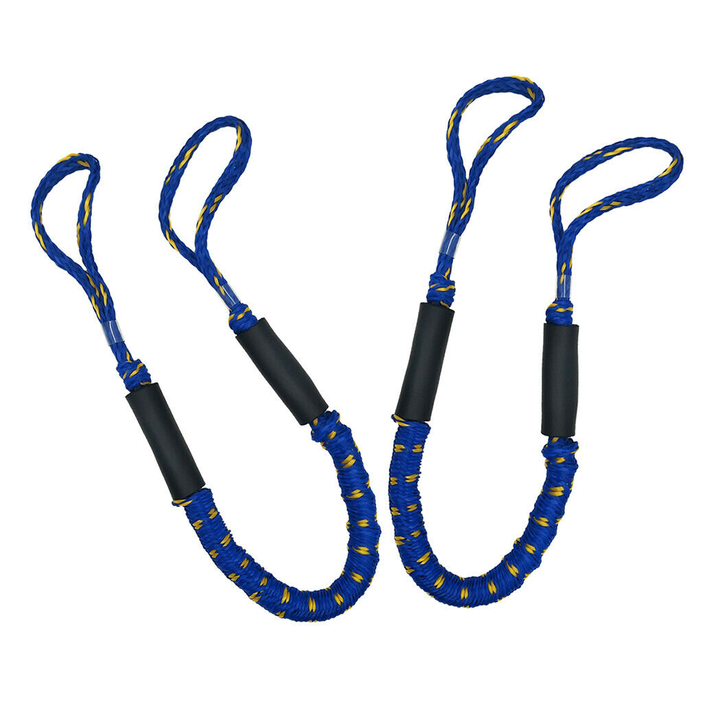 Set of 2 Bungee Dock Line 4 FT Rope for Boat Jet Ski Kayaks Anchors Blue 2