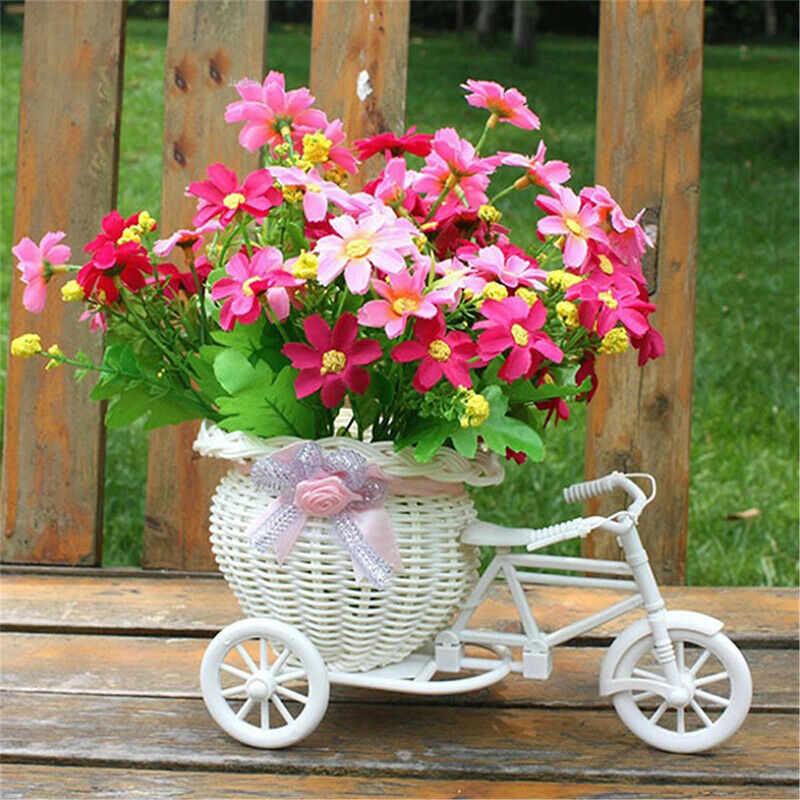 Bicycle shape Flower Basket Garden White Tricycle Bike Design Flower BasketFCA