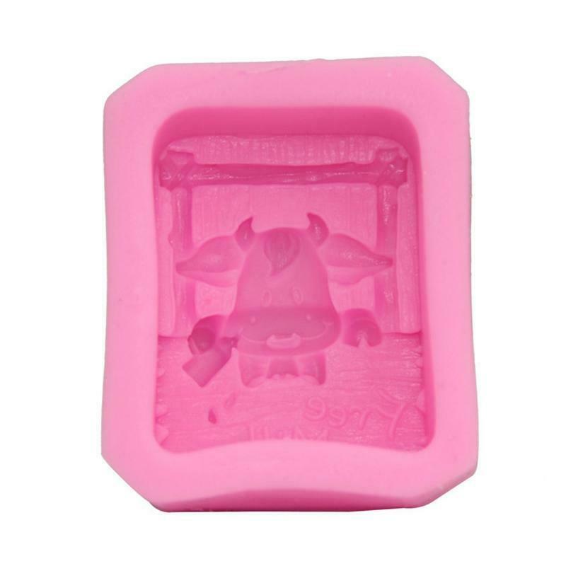 Cartoon Cow Cattle Silicone Soap Mold Fondant Candy Mould Cake Chocolate Decor