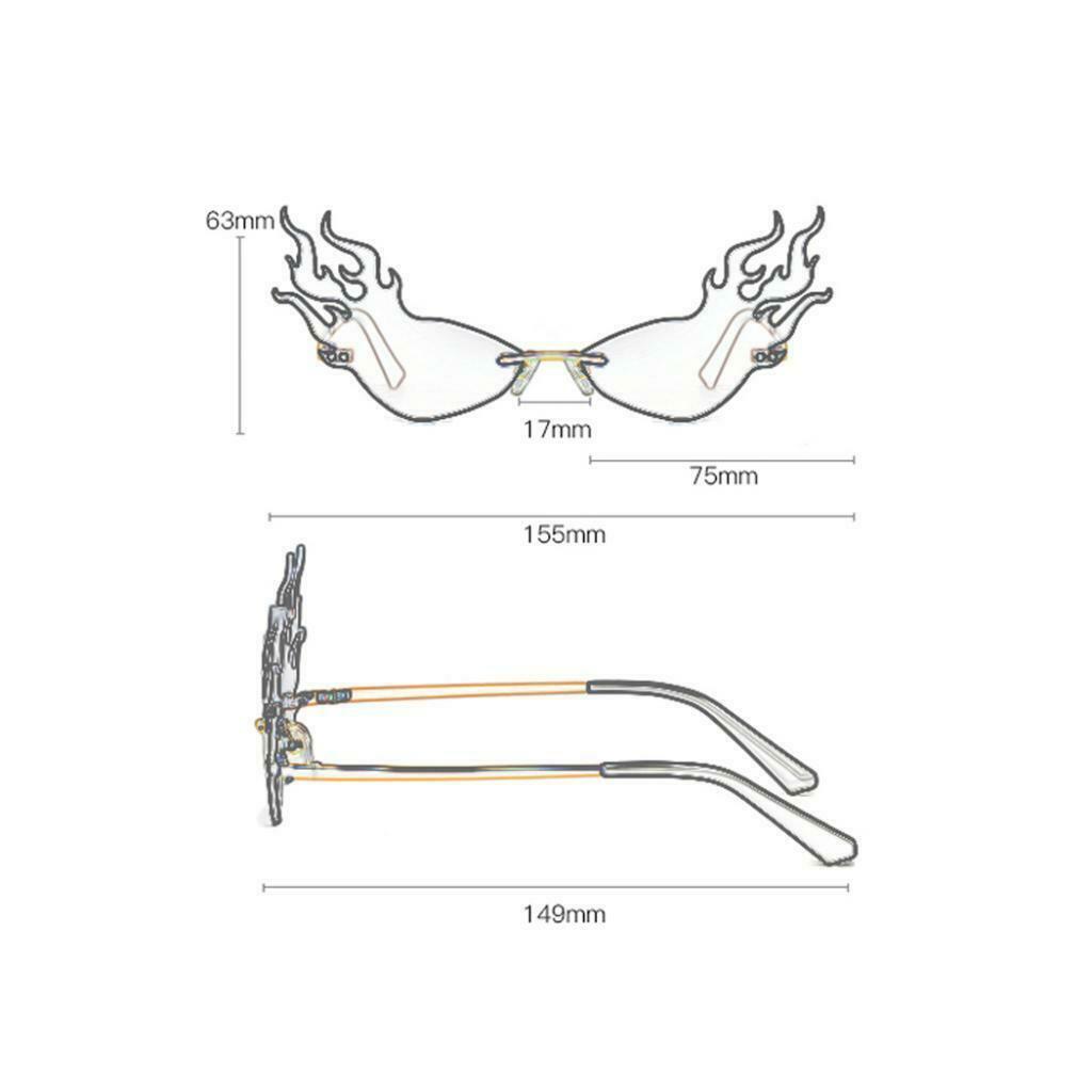 2 Pieces Women Fire Flame Sunglasses Sun Glasses Luxury Eyewear Glasses