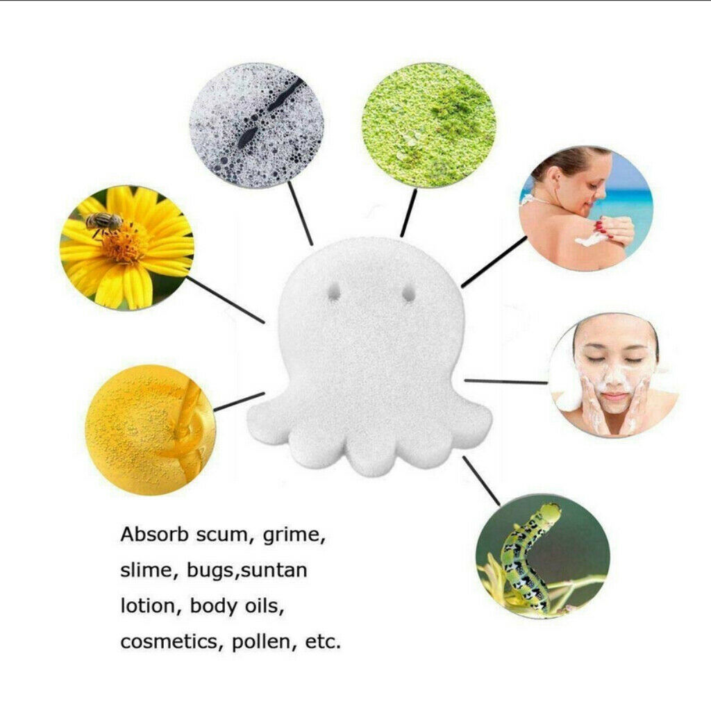 15x Oil Absorbing Sponge Scum Grime Sponge Absorber for Pools Octopus White