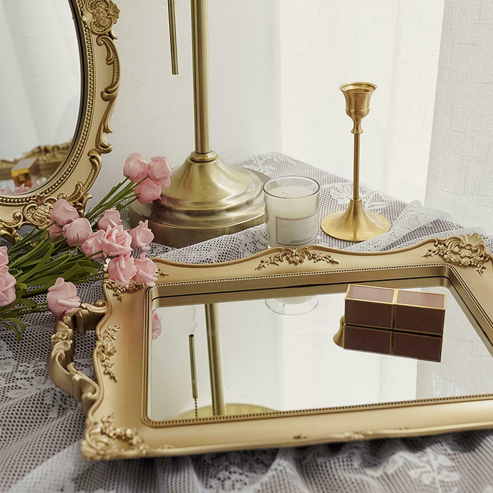 2 in 1 Luxury Mirrored Vanity Tray Makeup Mirror Organizer Desktop Decor