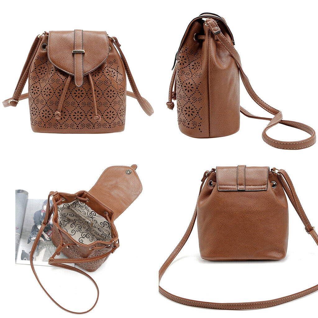 Women Leather Satchel Handbag Shoulder Tote Messenger Crossbody Hobo Bag Black