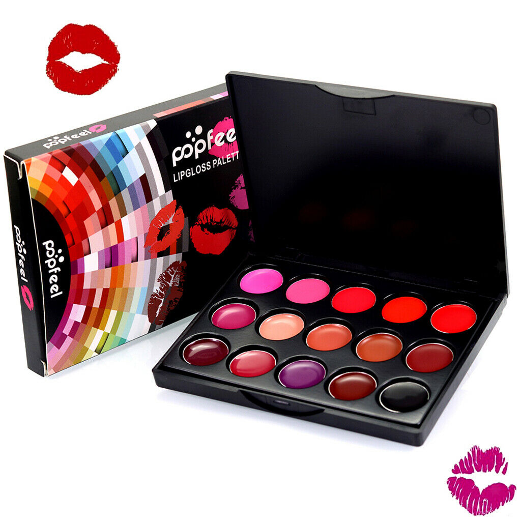 15 Colors Mini Makeup Matte Lip Gloss Lipstick Pigment Palette Comestic Kit