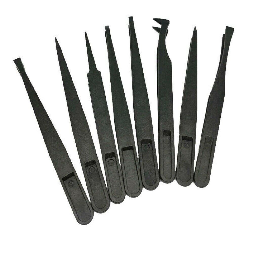 UK ESD Anti-static Tweezers Maintenance Repair Plastic Tools - 8 Pcs / Set