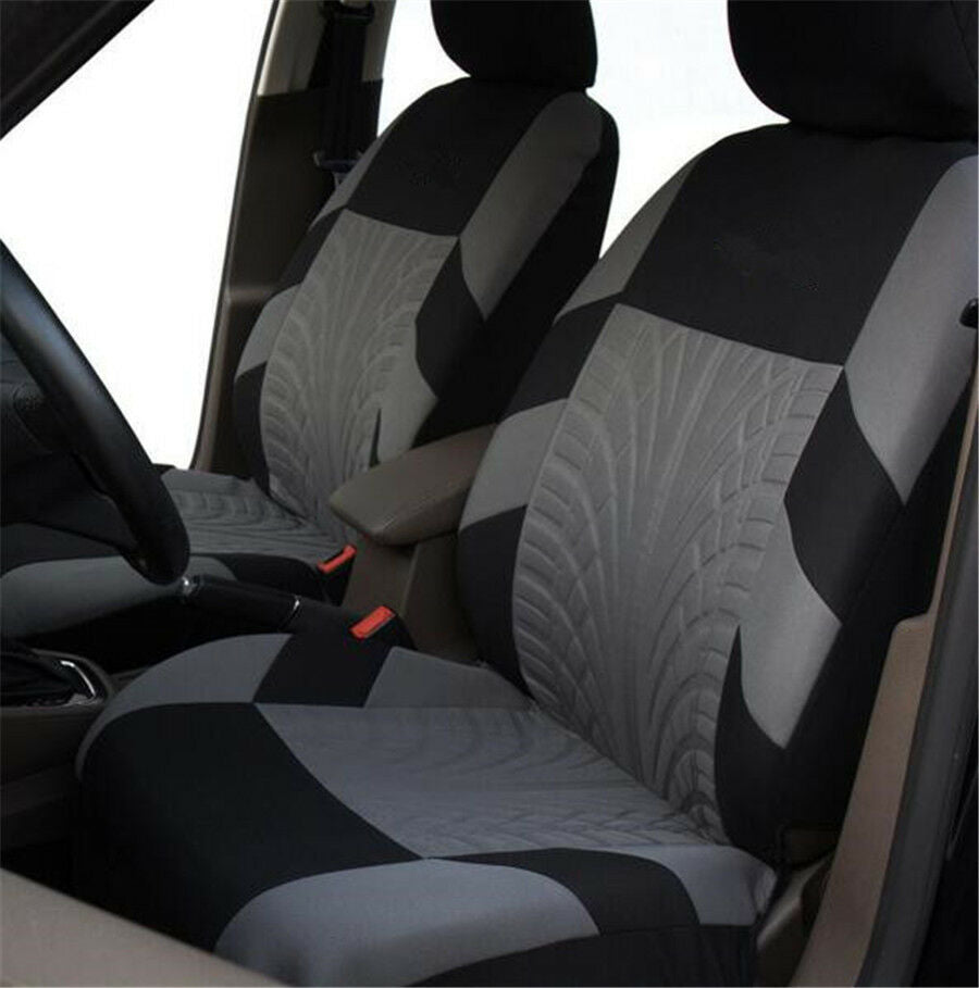 2 Pcs Classic Washable Embroidery Car Seat Cover Set+2x Separate Headrest Cover