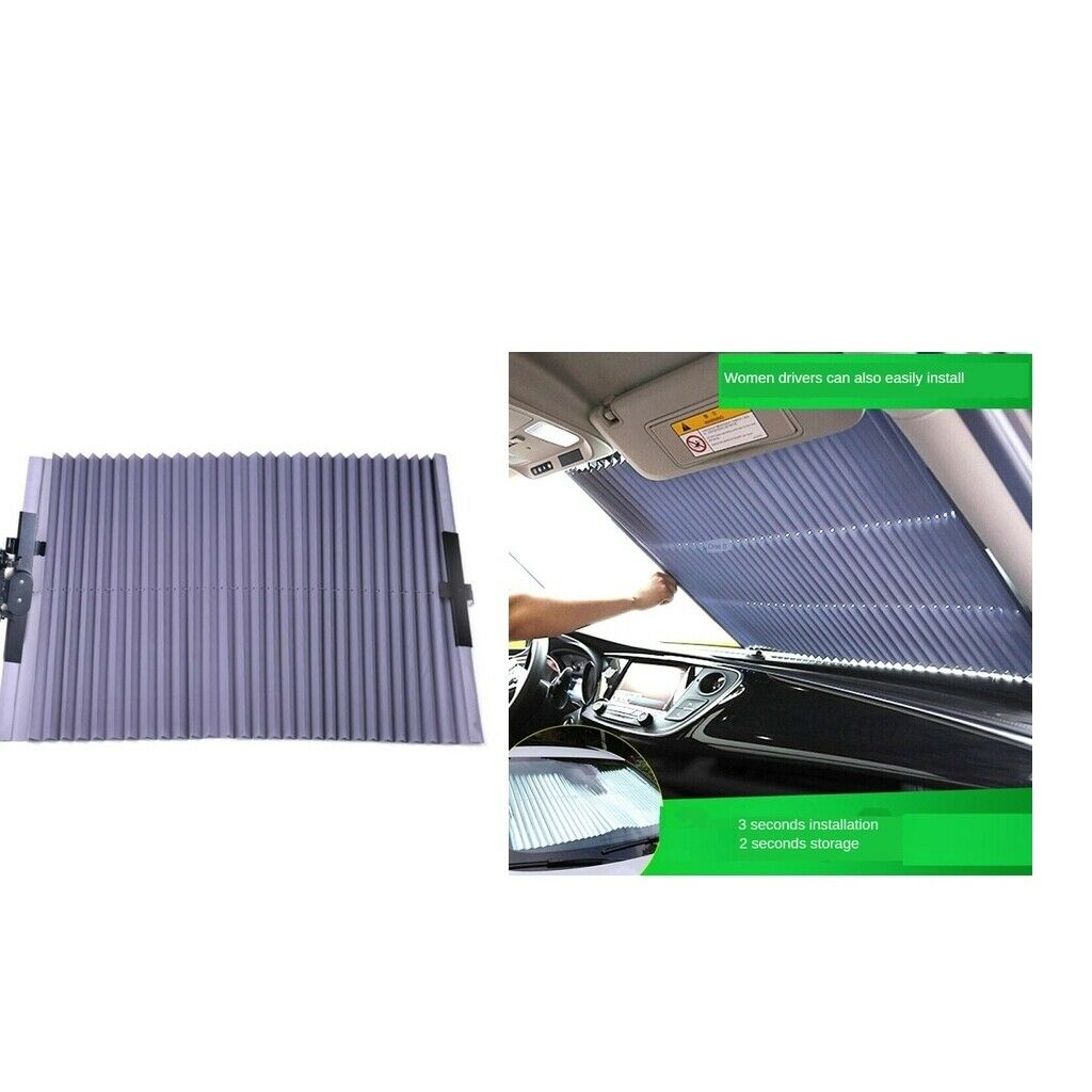 2x Auto Vehicle Retractable Sunshade Windshield Sun Visor 51.2x18.1 inch