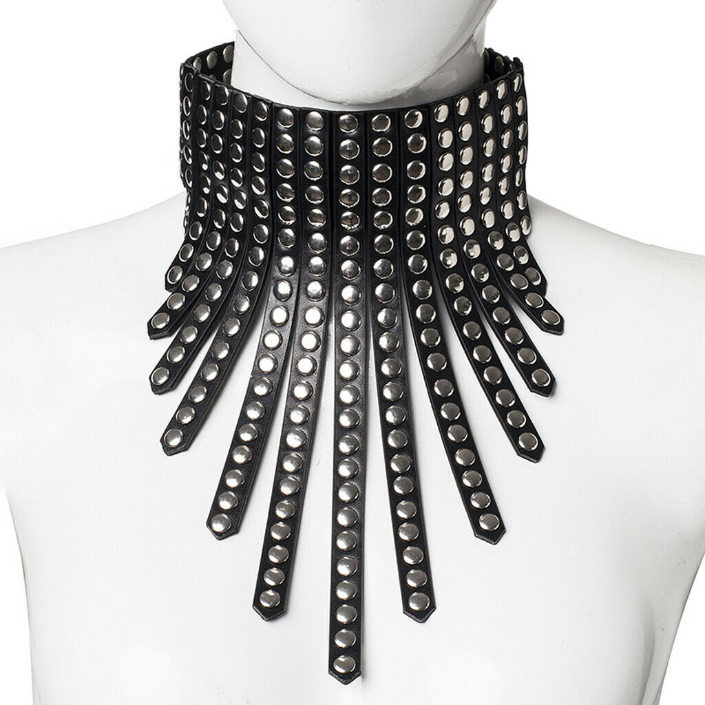 Gothic Choker Necklace Pu Leather Studded Rivets Collar Necklace Jewelry