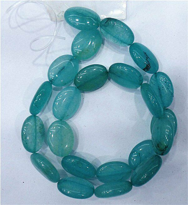 1 Strand 18x13x6mm Water Blue Malay Jade Oval Spacer Loose Beads 15.5inch HH8031