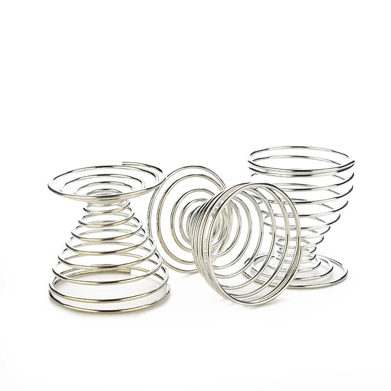 Metal Egg Cup Set Spiral Kitchen Breakfast Hard Boiled Spring Holder Egg Cup Fad