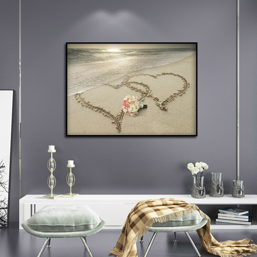 5D Diamond Painting Drawing Art Full Round Drill Picture DIY Beach Love Kit @