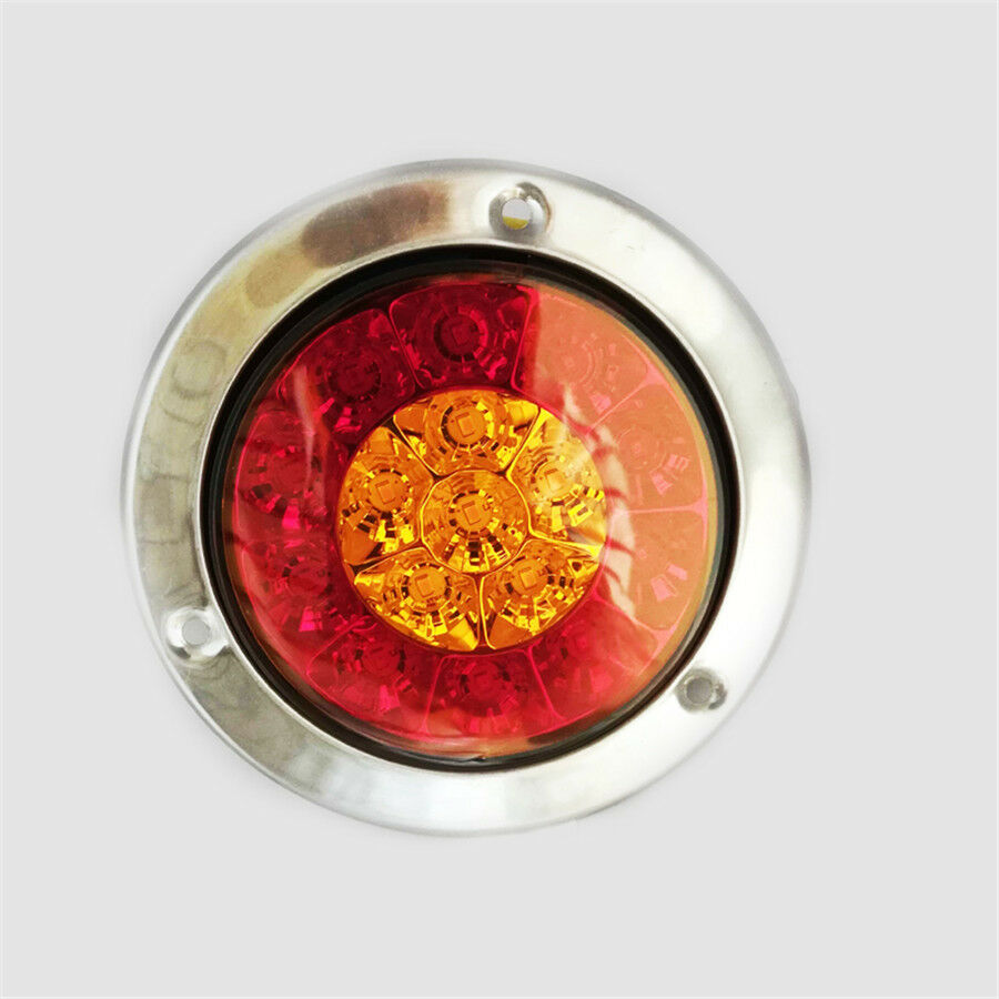 2pcs 16-LED 24V Round Clear Lens Red +Yellow Tail Lights Lamps Turn signal light