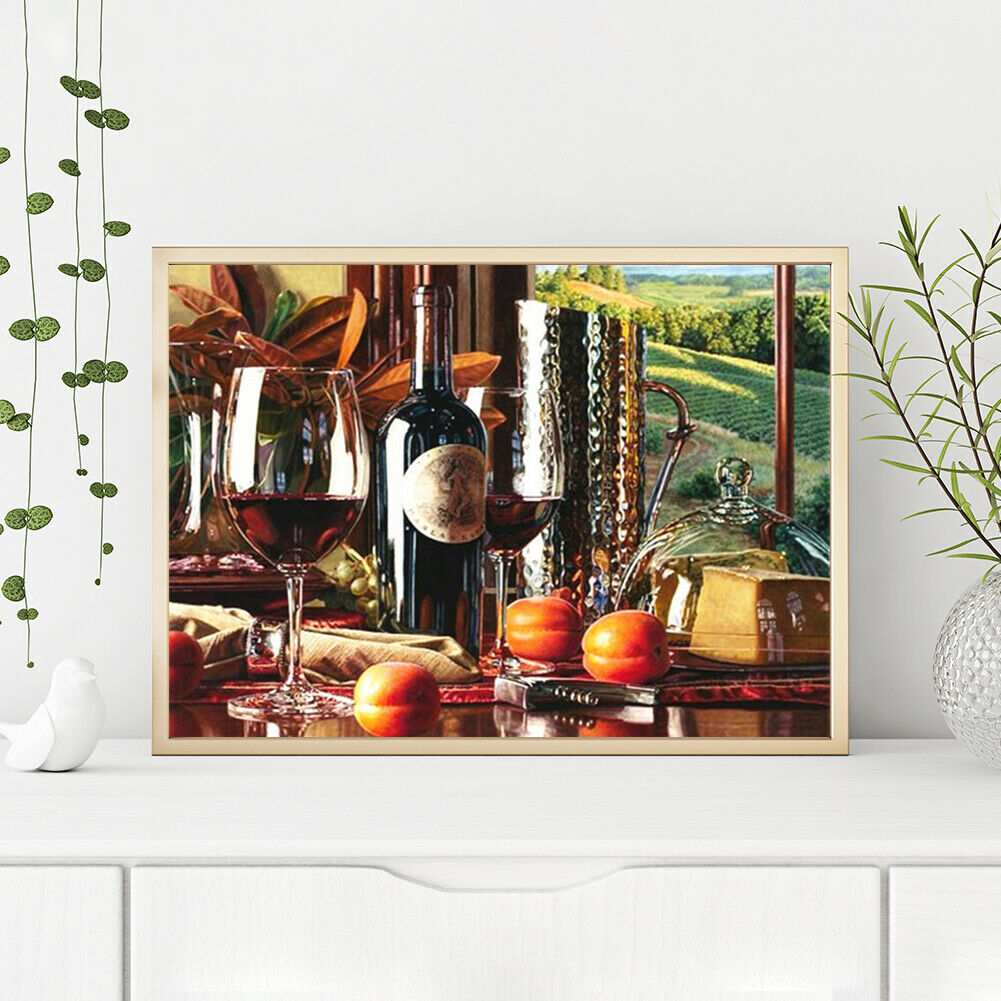 50x40cm Diamond Painting Kits Full Square Red Wine 5D DIY Room Home Decor @