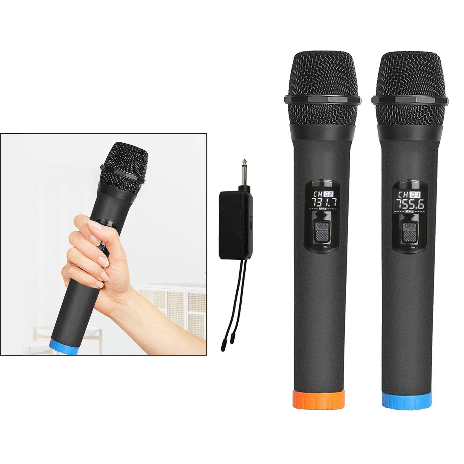 Dual VHF Handheld Wireless Microphone System, Professional Cordless Mic System