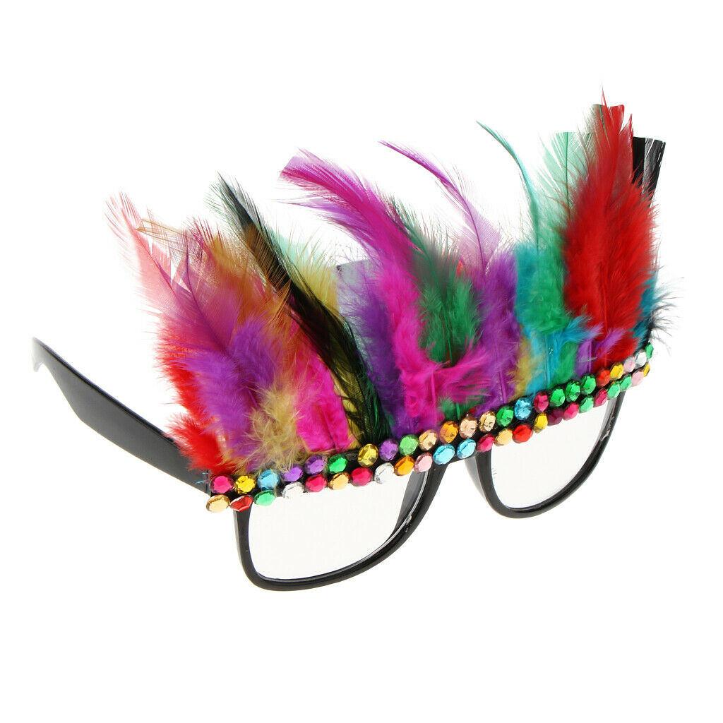 Festival Colorful Feather Rhinestone Glasses Christmas   Party Sunglasses