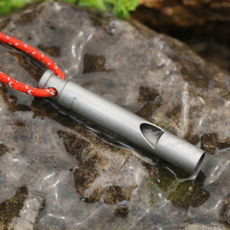 Pure Titanium Survival Whistle Outdoor High Frequency Whistle With Cord