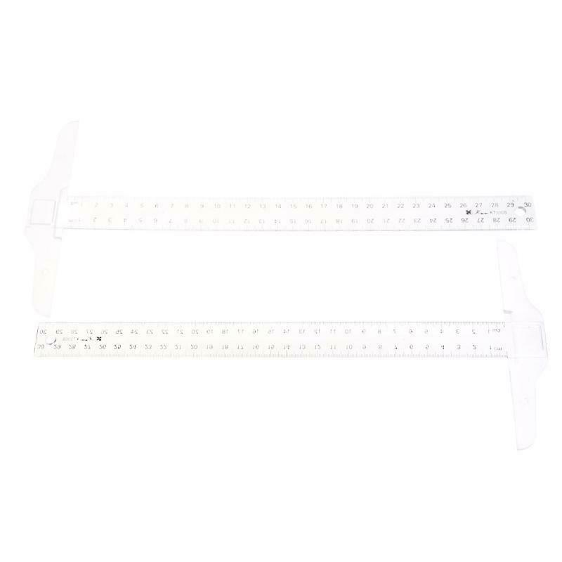 30cm 12'' Plastic Metric T Square Double Side Ruler Tool Measurement Measuring