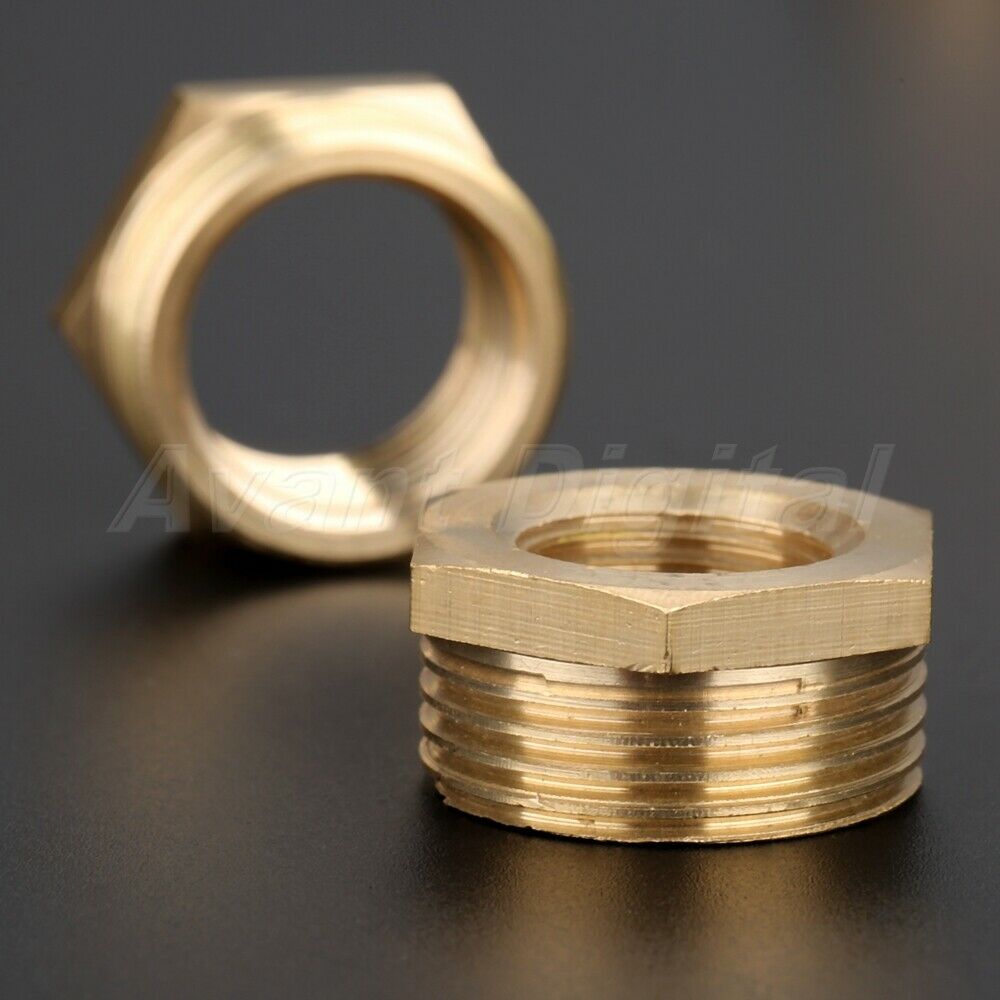 2PCS Brass Hex Reducing Adapter 3/4" Male to 1/2" Female Pipe Forting Couplers