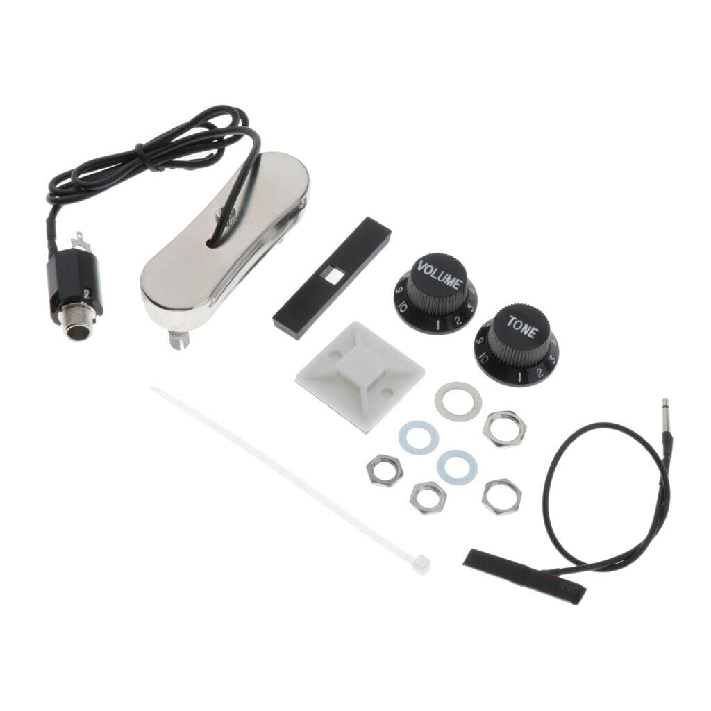 Guitar Violin Pickup Piezo Transducer Bridge Set With Tone Volume Knob Accs