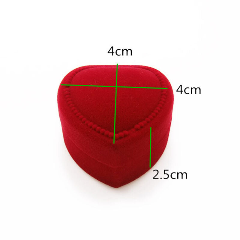 3x  Heart Shaped Ring Box Red Love Heart Storage Box Jewelry Display Box_DD