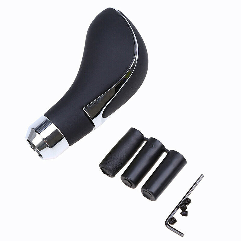 5/6 Speed Manual MT Leather Car Gear Shift Knob Lever Stick Aluminum Sliver