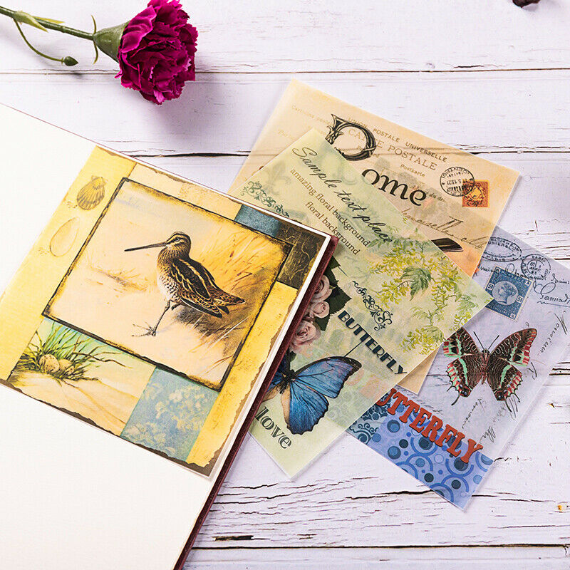 8pcs Bird Rose Vellum Paper for Scrapbooking Planner Card Making Journaling DIY