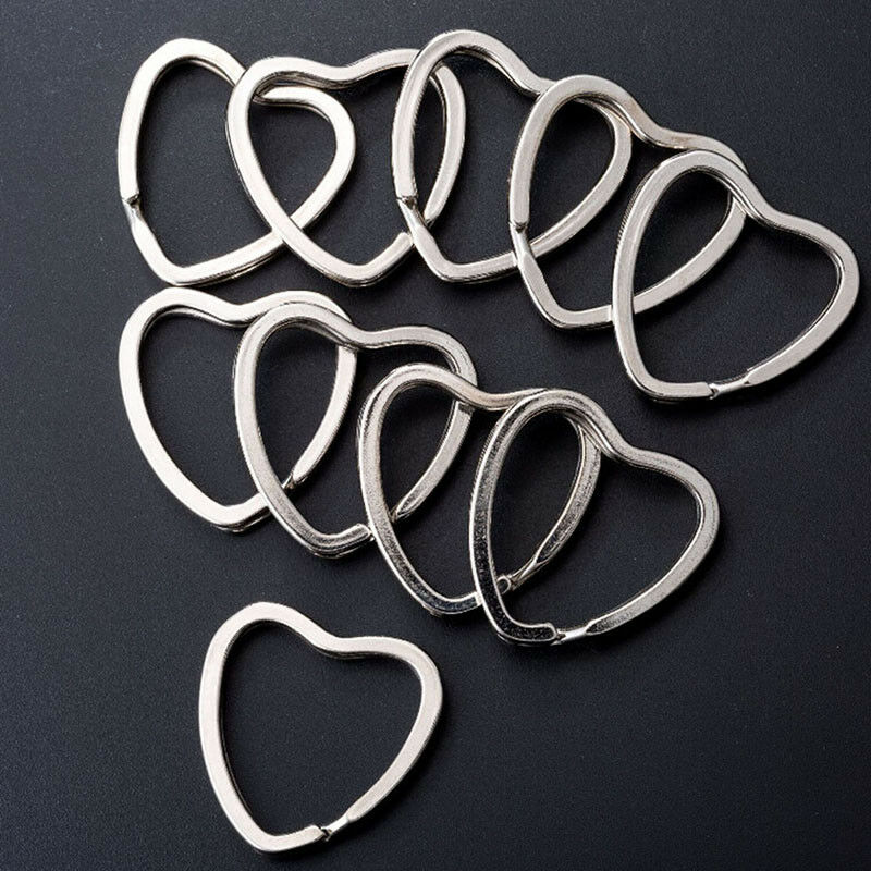 10PCS Heart Metal Key Holder Split Rings Keyring Keychain Hoop Loop DIY BDAU