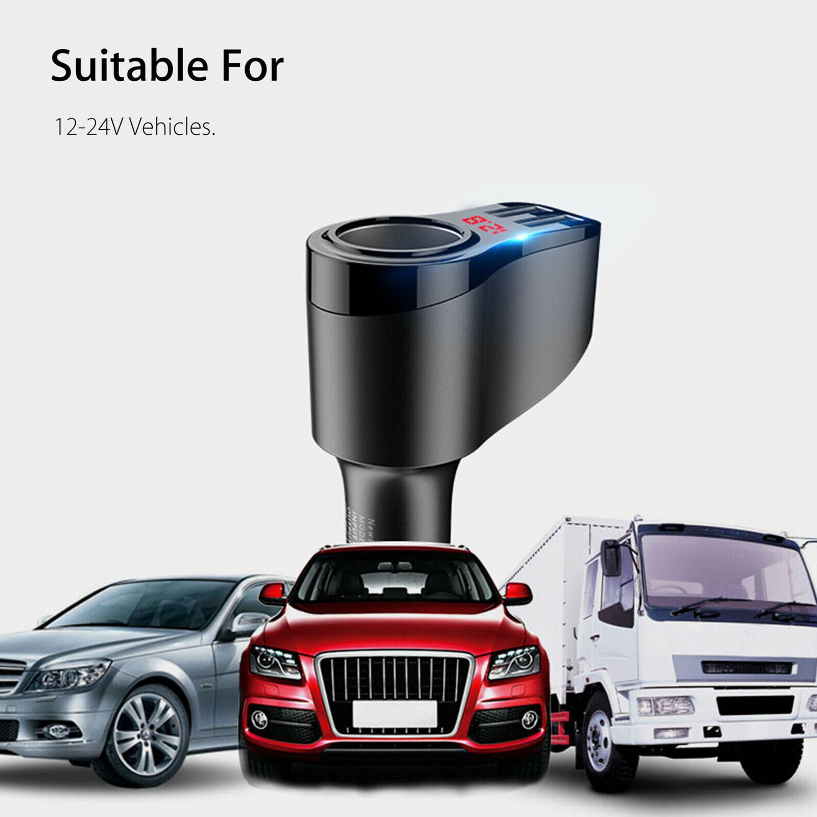 Dual USB Car LCD  Lighter Socket Splitter Charger Power Adapter DC/12V