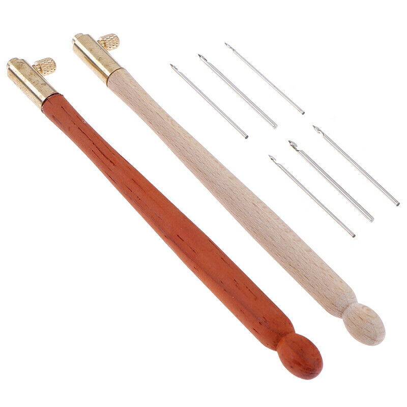 French Embroidery Needles Hook with 3 Needles Bead Glitter Bead Embroidery Y*WF