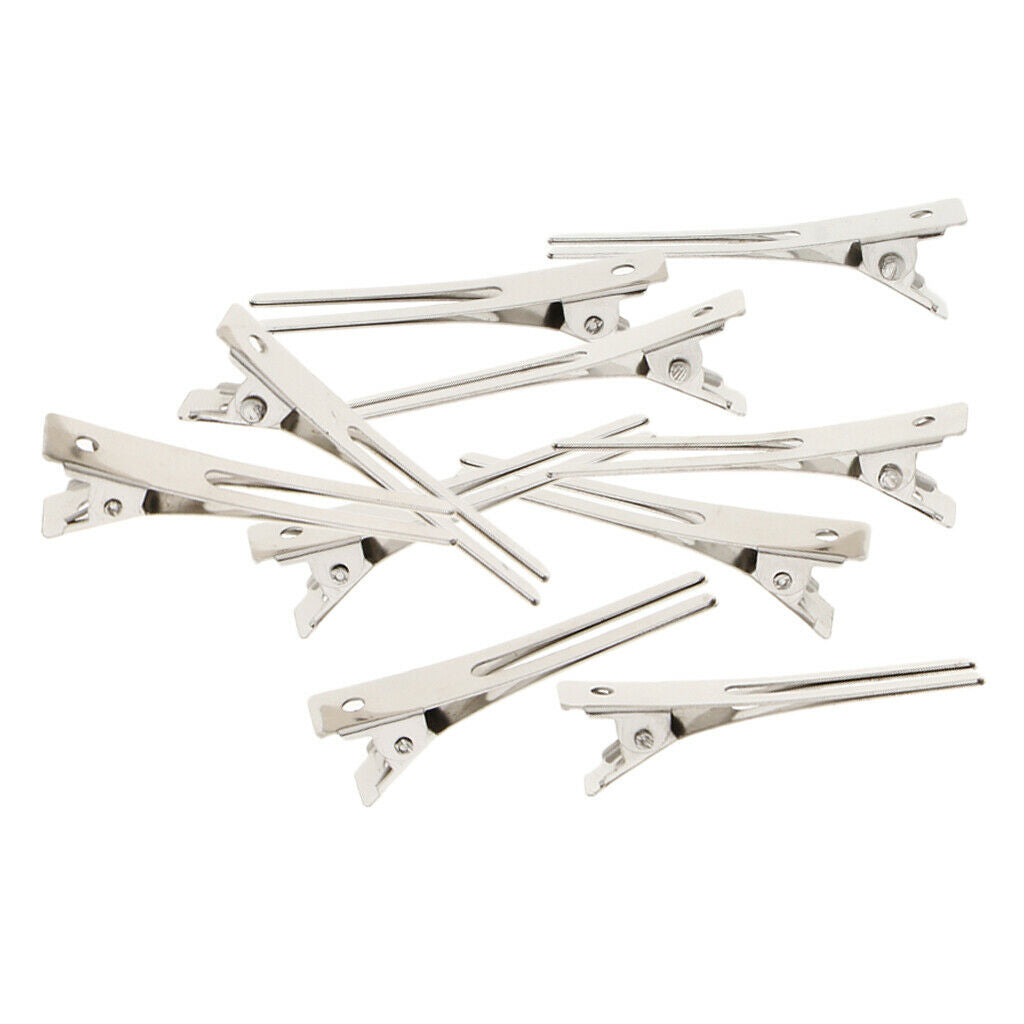 10pcs Metal Double Prong Alligator Clips Beak Clips DIY Headdress Craft 45mm