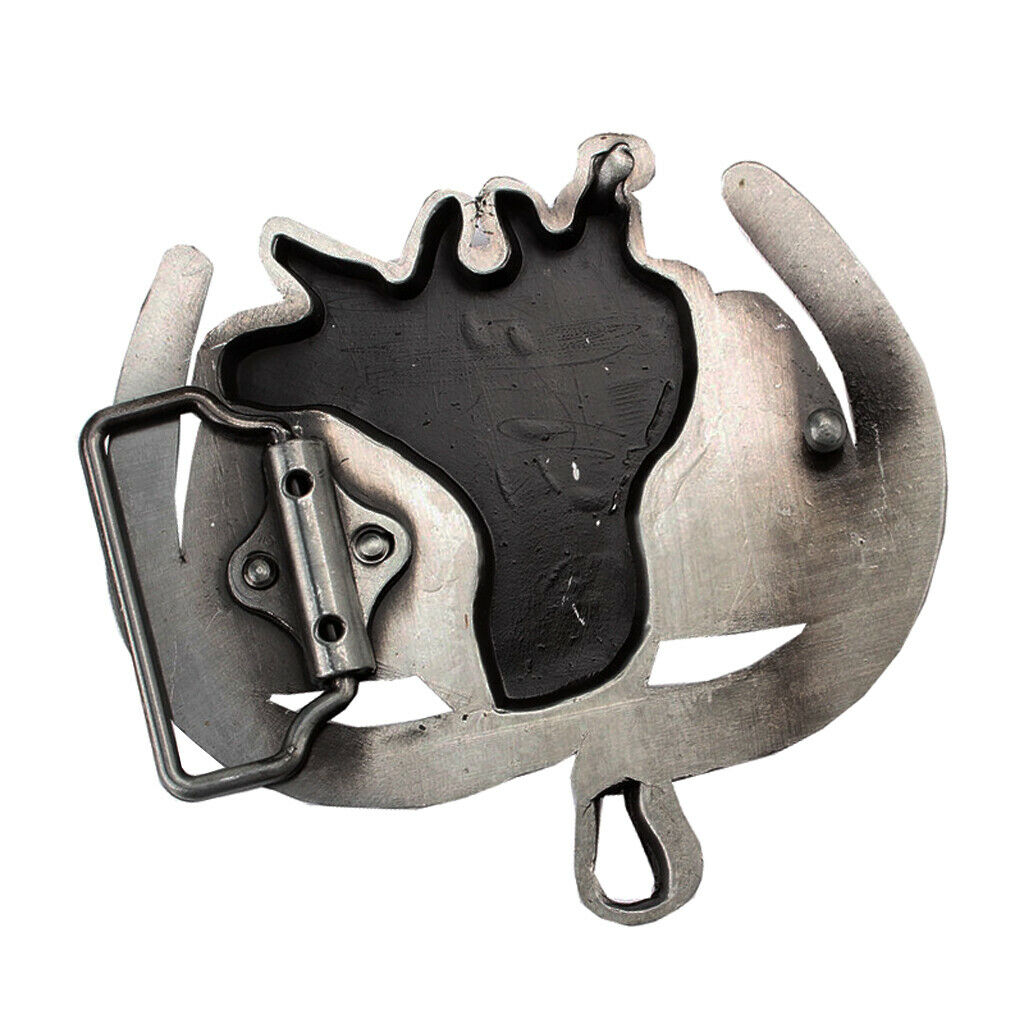 Western Cowboy Big Horse Saddle Horseshoe Heavy Metal Belt Buckle for Mens