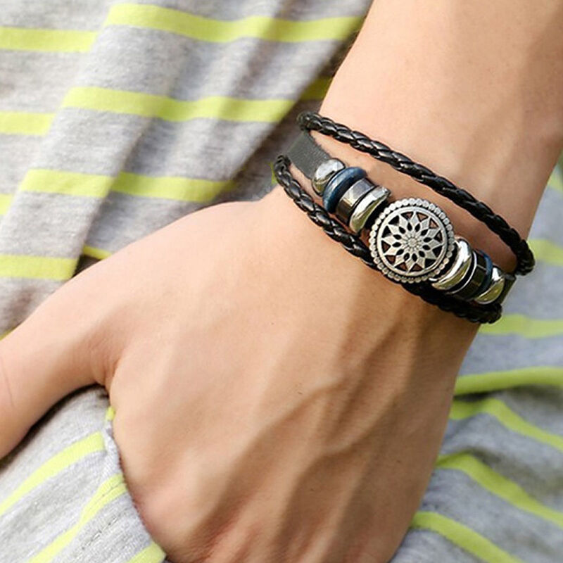Fashion PU Retro Infinity Charm Wrap Men Women Bracelet Jewelry Punk Style Lt