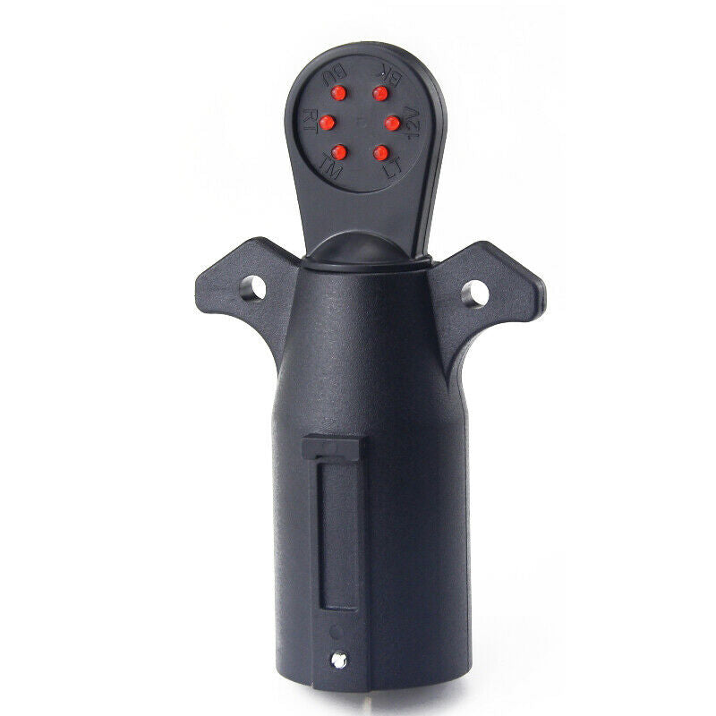 7 Pin Blade Trailer Light Wiring Circuit Tester Round Adapter Plug For RV Boats