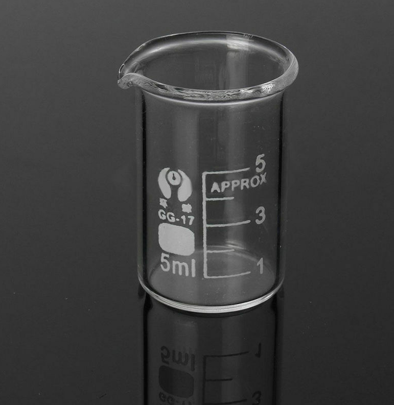 5pcs/set Glass Beaker 5/10/25/50/100ml Laboratory Measuring Cup Glassware For
