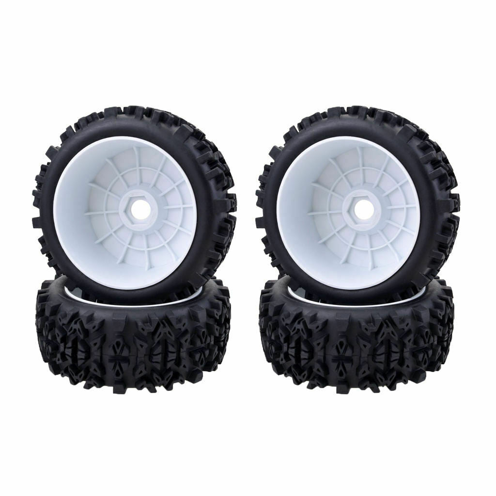 4pcs 1/8 Scale RC Rubber Tires w/ Hex 17mm Wheels Rims For RC On-Road Buggy Car