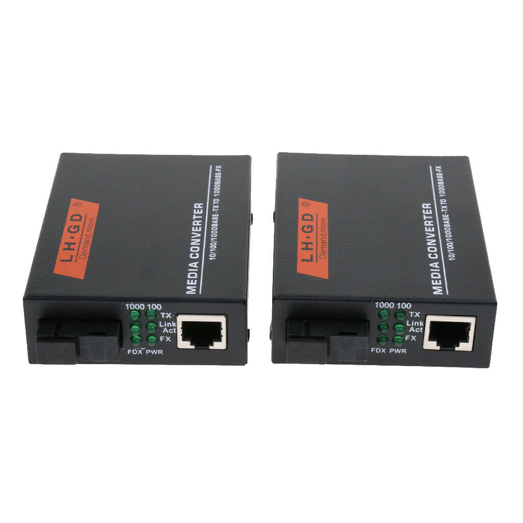 1 Pair Ethernet Converters, Optical Fiber Transceiver, 1000Mbps & Up To 20km