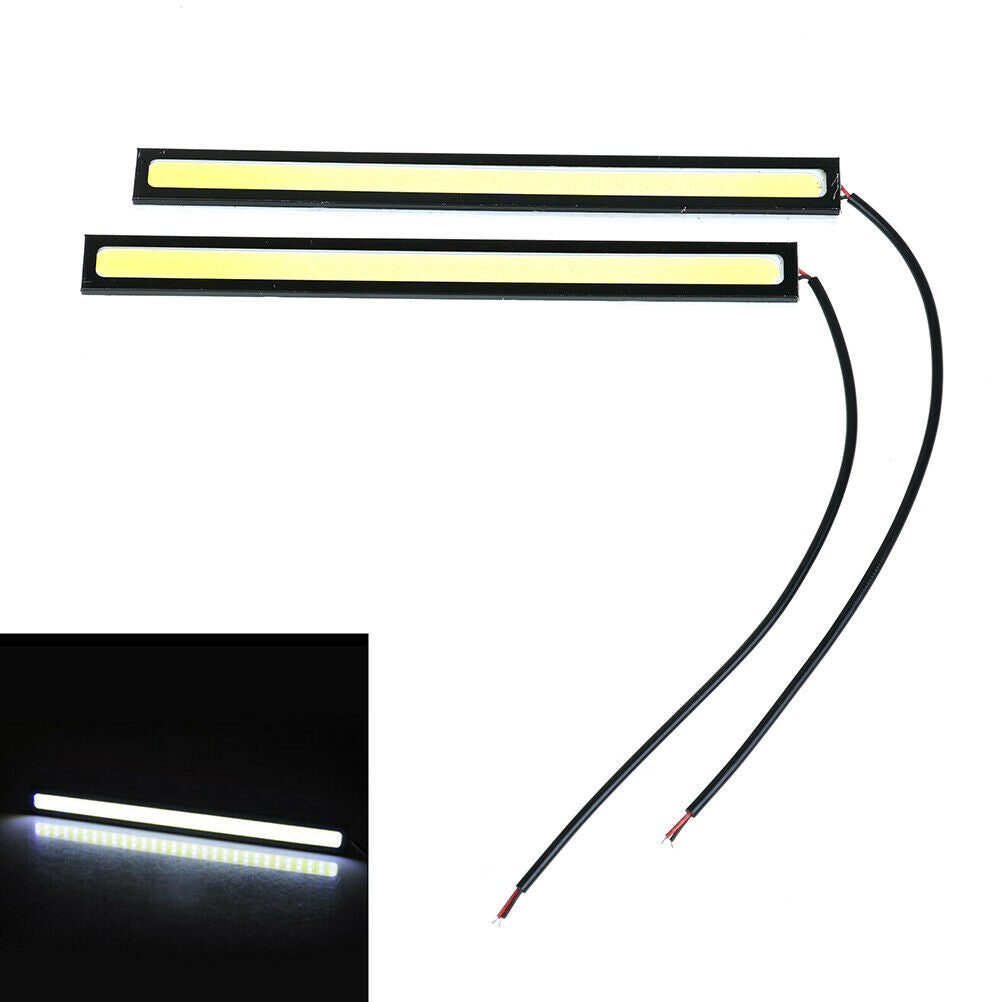 2Pcs White super bright cob car waterproof 12v led light drl fog driving l F Lt