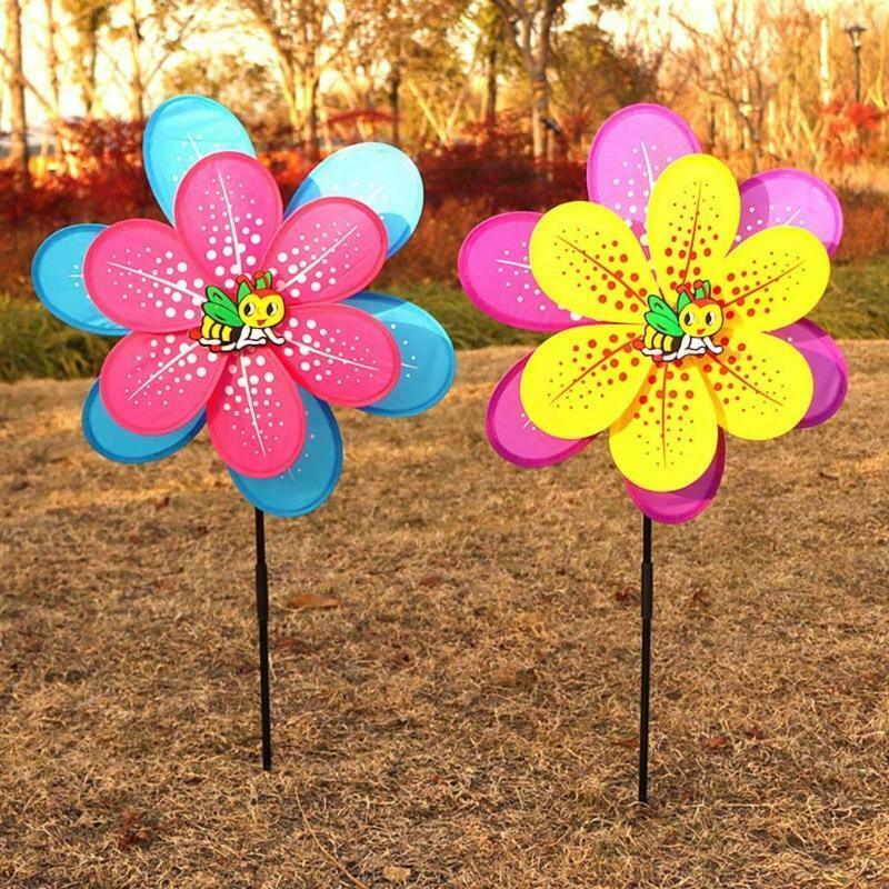 1PC Double Layer Wind Spinners Sunflower Lawn Pinwheels Windmill Garden Decor