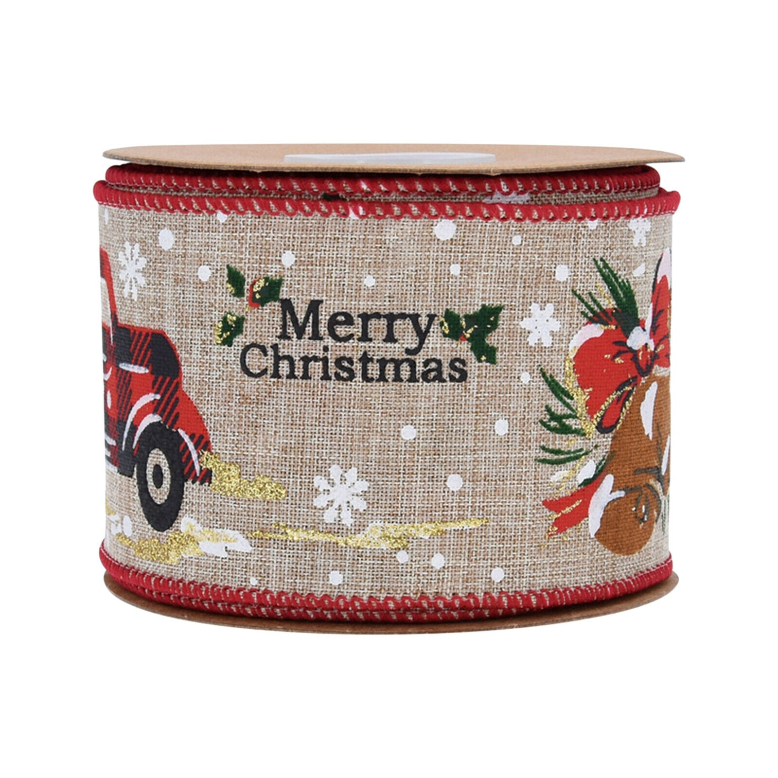 10Yds Christmas Ribbon Wired for DIY Gift Wrapping Bow Wedding Winter Party
