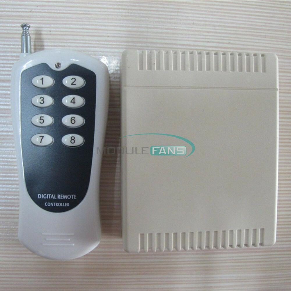 DC 12V 8-Channel Relay RF Switch 1000m Remote Control Transmitter+ Receiver