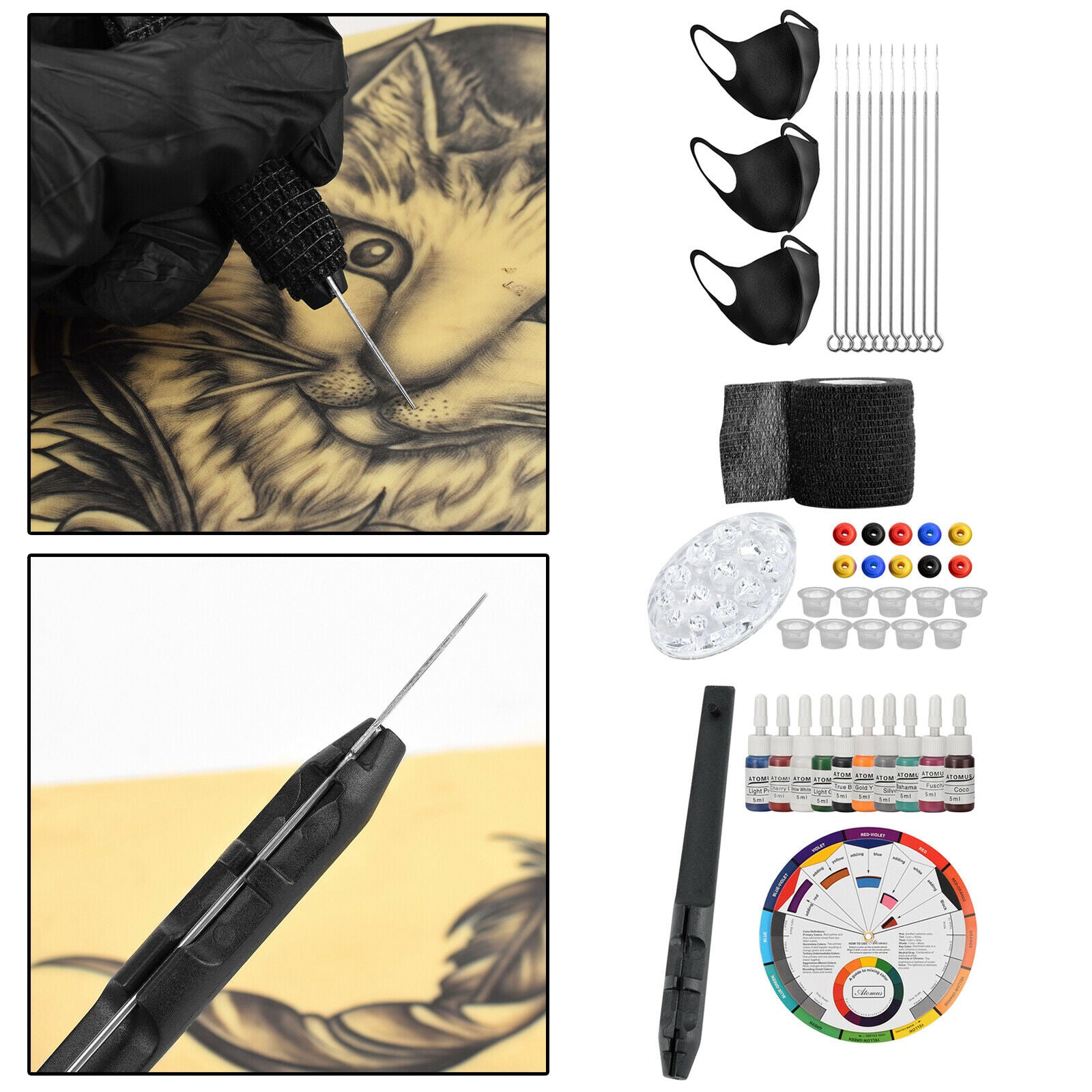 Hand Poke Pen Tattoo Kit Poke Pen Needles Ink Ink Cups DIY Tattoo Supply