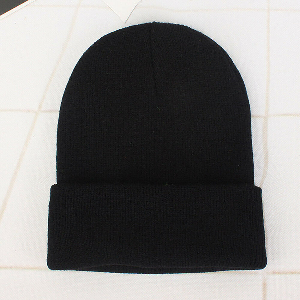 Black Men's Women Beanie Knit Ski Cap Hip-Hop Winter Warm Unisex Wool Hat