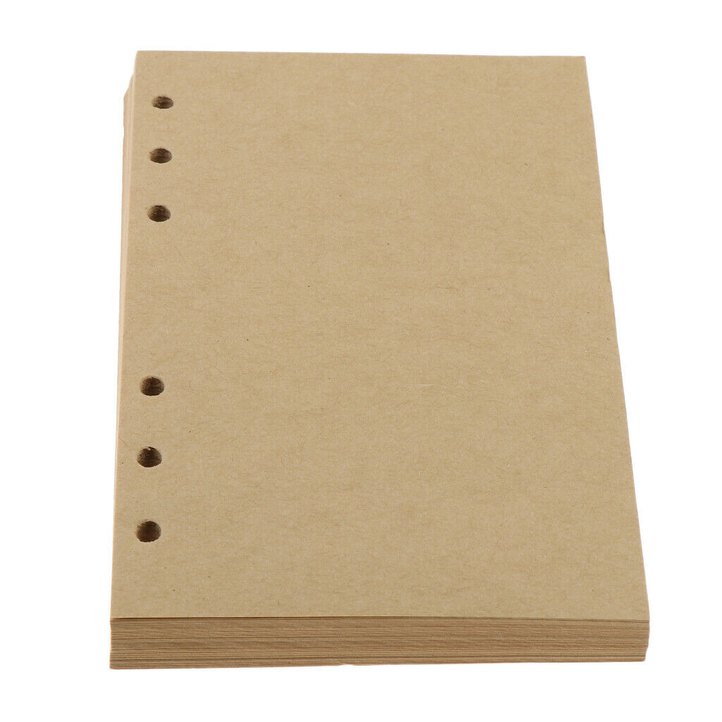 80 Sheets A6 Unlined Refill Unlined Kraft Paper Inserts Loose Leaf Refillers