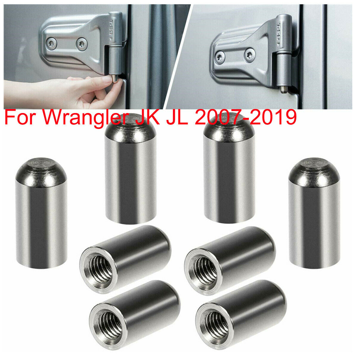 8PCS Car Door Hinge Pin Bolt Guide Liner For 2007-2019 Wrangler JK JL 2007-2019