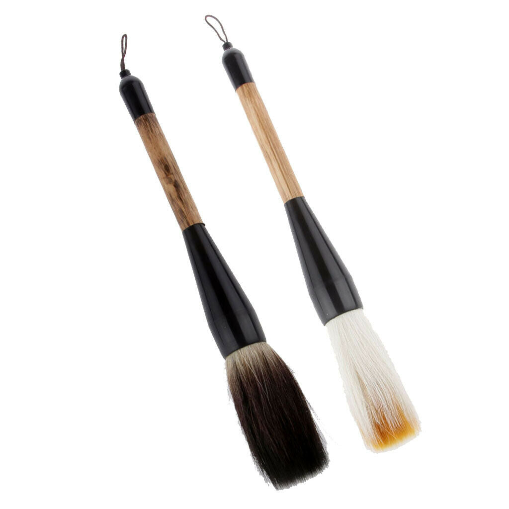 2 pieces Calligraphy Writing Drawing Brush Pen Bear Hair Brush Bamboo Handle