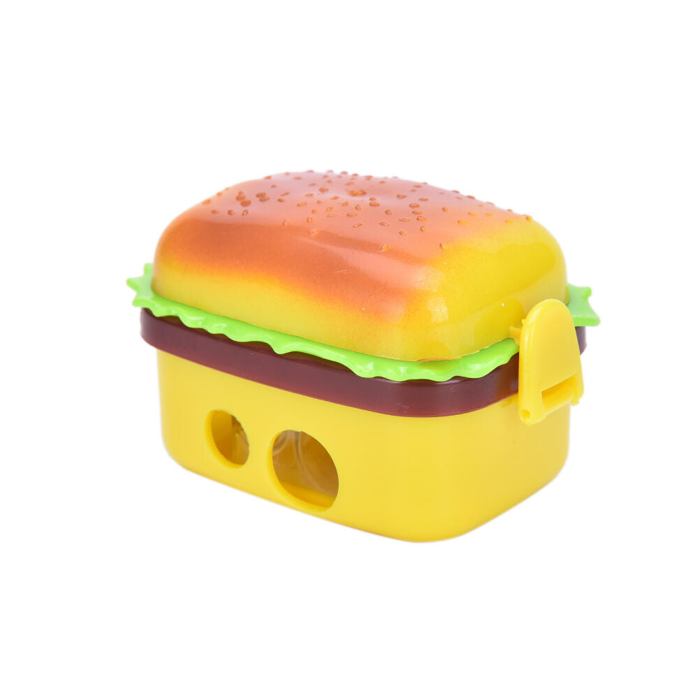Stationery Hamburger Pencil Sharpener with Two Rubbers Eraser Student Kids.l8