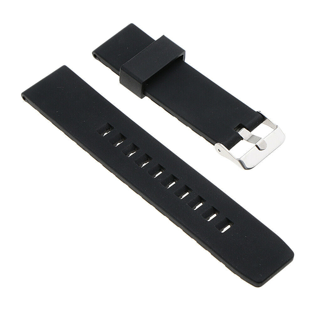 Distinctive Unisex Silicone Watchband Stainless Steel Buckle Black 22mm